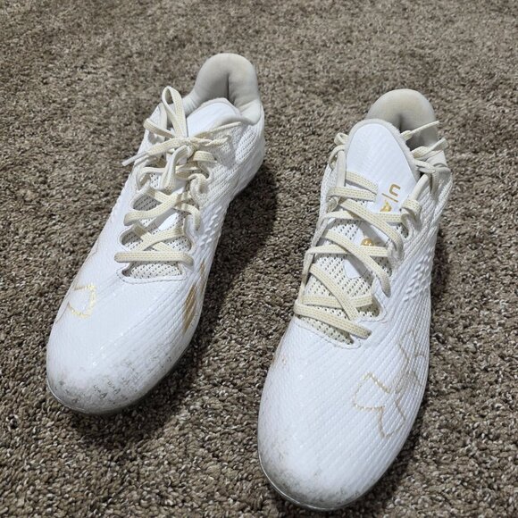 Under Armour Football Cleats White/Gold Men’s Size 8.5 Pre-Owned - Picture 5 of 13